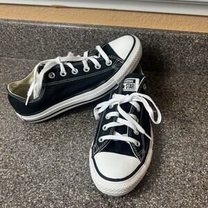 Converse All Star Low Top Womens Sz 8 Classic Black Canvas Sneaker Skate Lace Up